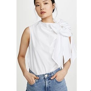 Ganni Cotton Poplin Bow Top